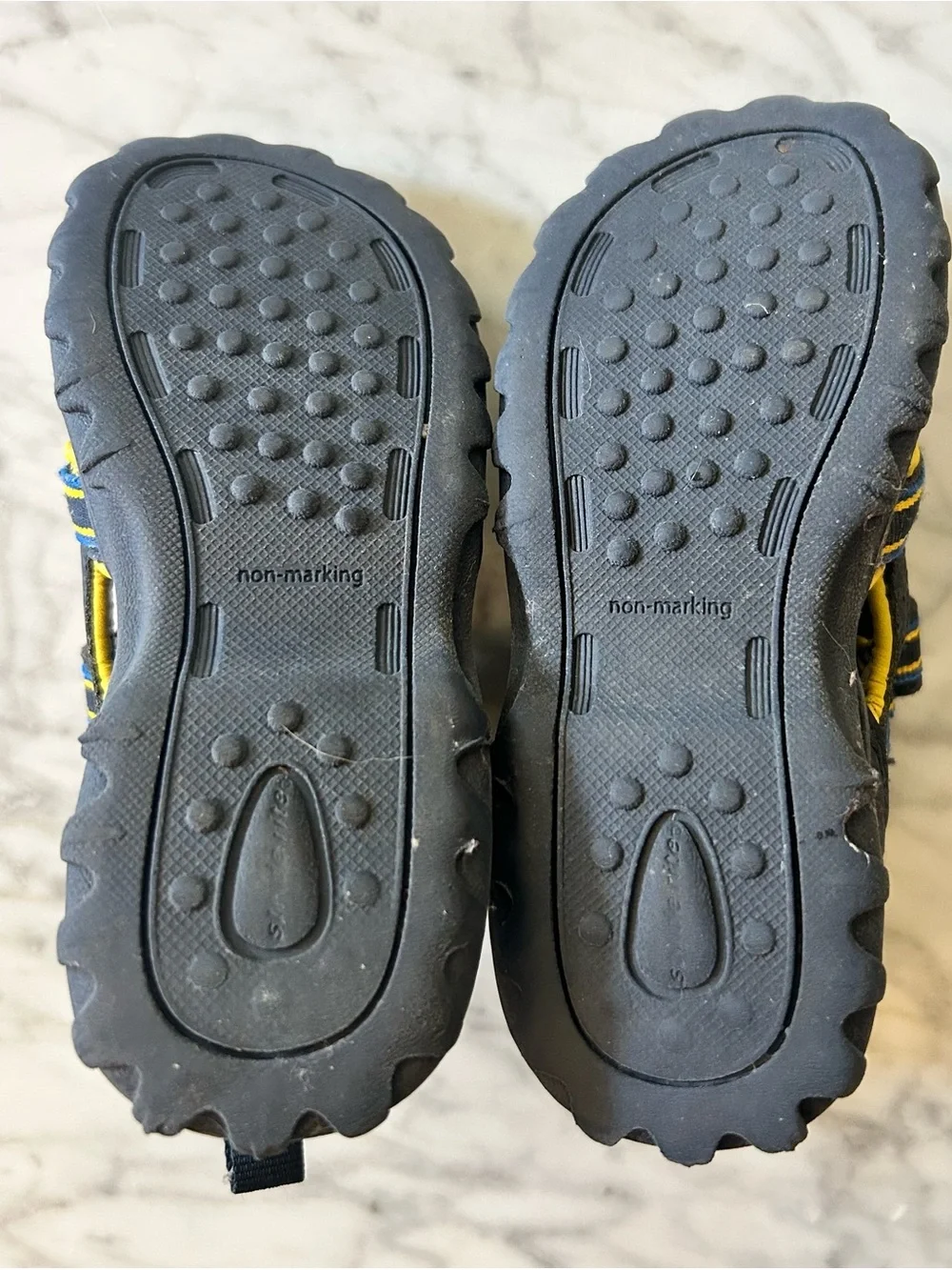 Stride Rite Made to Play Adjustable Waterproof Sandals in Navy and Yellow